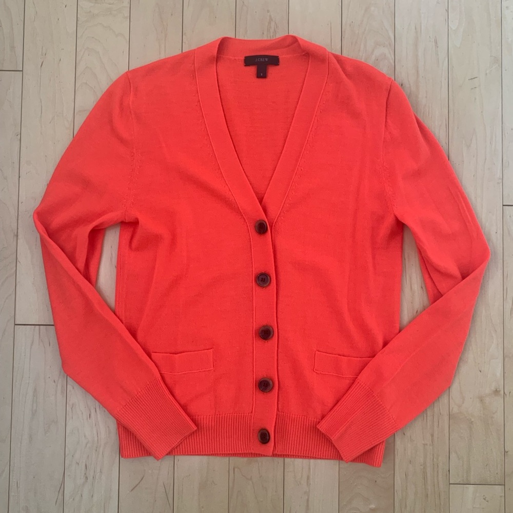 J. Crew Orange Merino Wool Cardigan Small NWOT